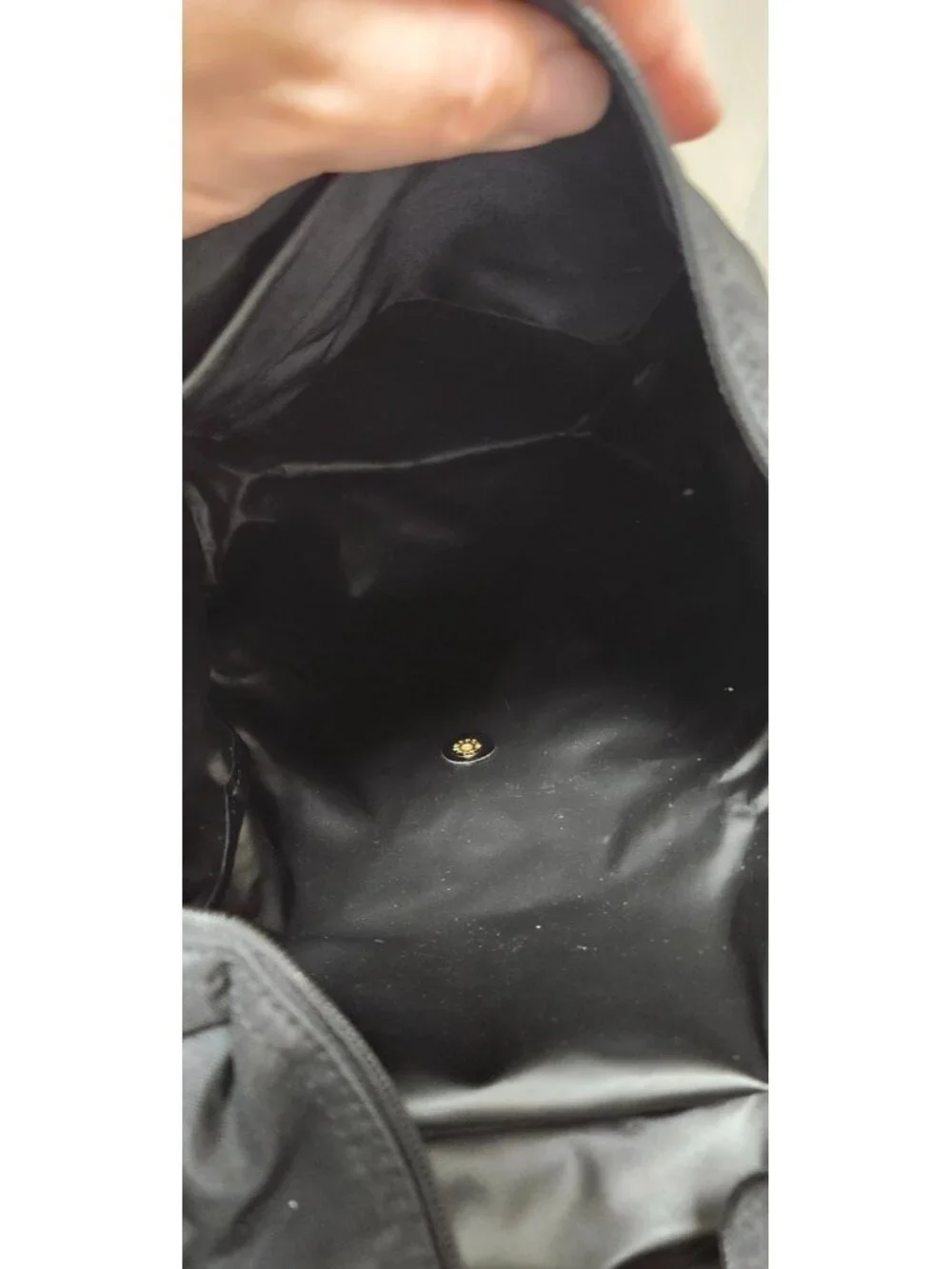 Longchamp Le Pliage Backpack Black Nylon Brown Leather Foldable NWOT